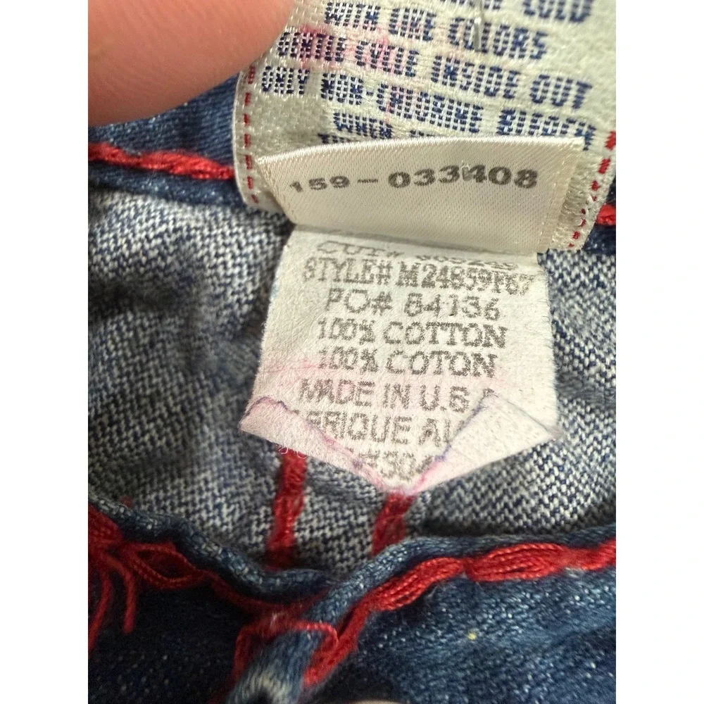 True Religion Ricky Super T Jeans Mens 33 Medium Wash Red White Stitch USA Made